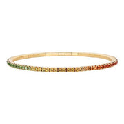 DEMEGLIO 18K Yellow Gold Multicolored Rainbow Sapphire Stretch Tennis Bracelet